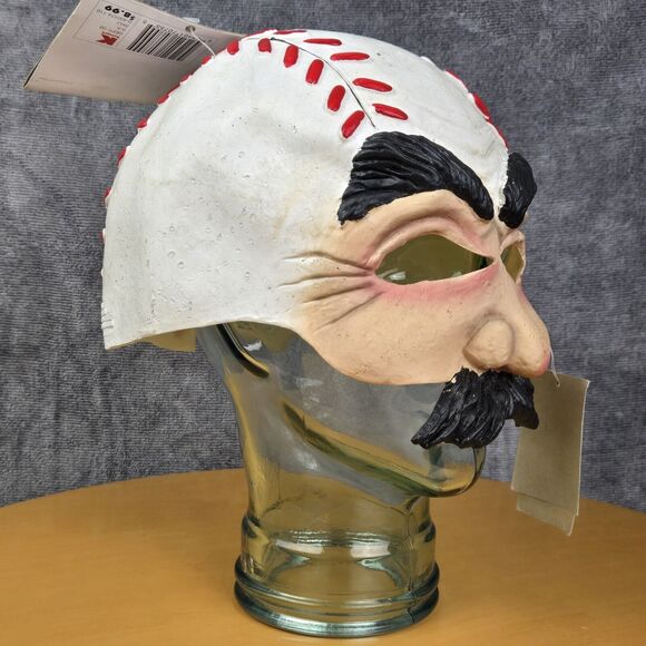 Vintage Halloween Baseball Head Guy Half Mask Vinyl Mustache Seasons for Kmart - Picture 5 of 14